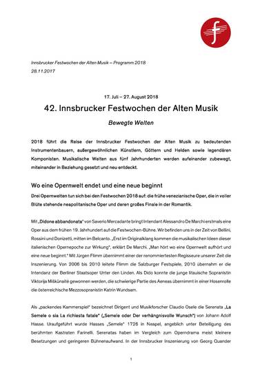 Pressetext Programm 2018