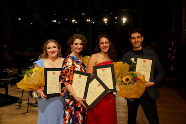 (v.l.) Hannah De Priest, Shira Patchornik, Jasmin Delfs, Rémy Bres-Feuillet © Celina Friedrichs