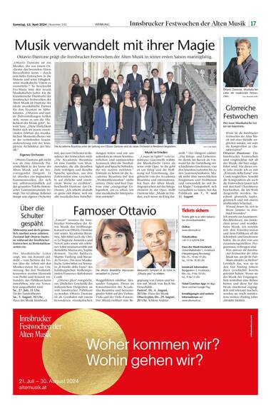 Beilage der Innsbrucker Festwochen April