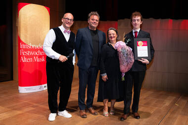 Sebastian Schwarz, Ottavio Dantone, Regina Etz, Drittplatzierter Pierre Gennaï © Birgit Pichler