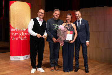 Sebastian Schwarz, Ottavio Dantone, Zweitplatzierte Magdalena Hinz, Julius Norz © Birgit Pichler